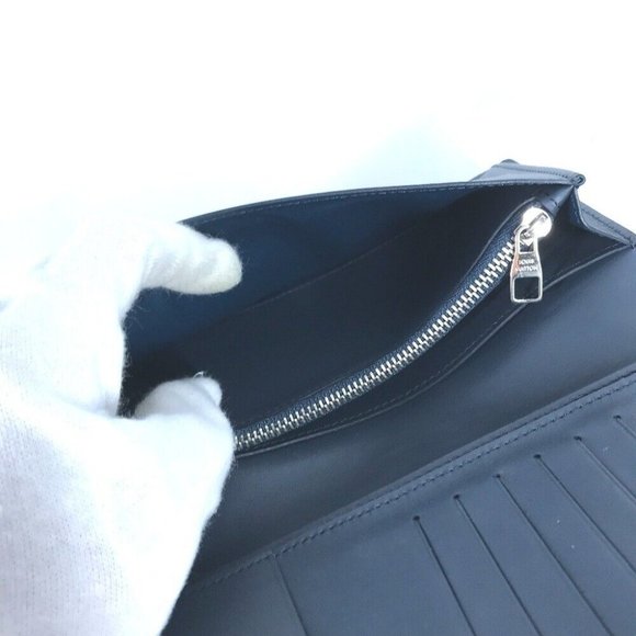Auth LOUIS VUITTON M41899 Cuir-ombre Portefeuille Brazza Bifold Long Wallet Navy - Picture 11 of 11
